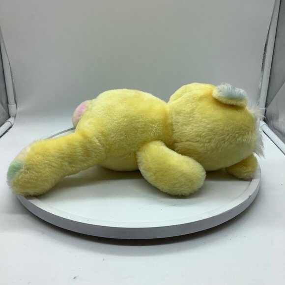 Vtg 1980s Yellow Sleepy Bear Plush Stuffed Animal Pastel Paws 13" - Picture 3 of 7
